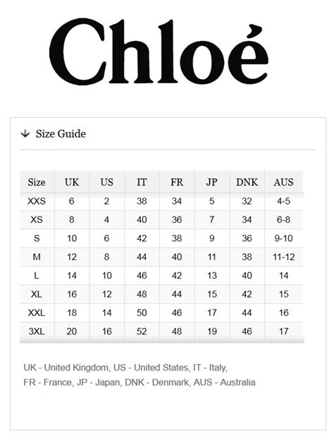 see by chloe size chart|women's chloe size chart uk.